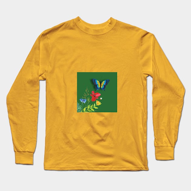 Spring Flowers, Honeybee & Butterfly Long Sleeve T-Shirt by livmilano